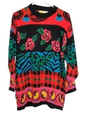 Traffic Jam Vintage Knit Sweater Red Black Size Unknown 80s